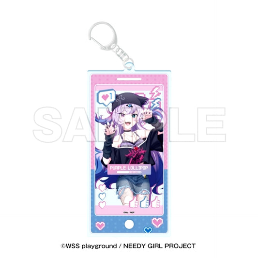 Anime NEEDY GIRL OVERDOSE Tokyu Kabukicho Tower Acrylic Keychain Purple Lollipop [NEW]