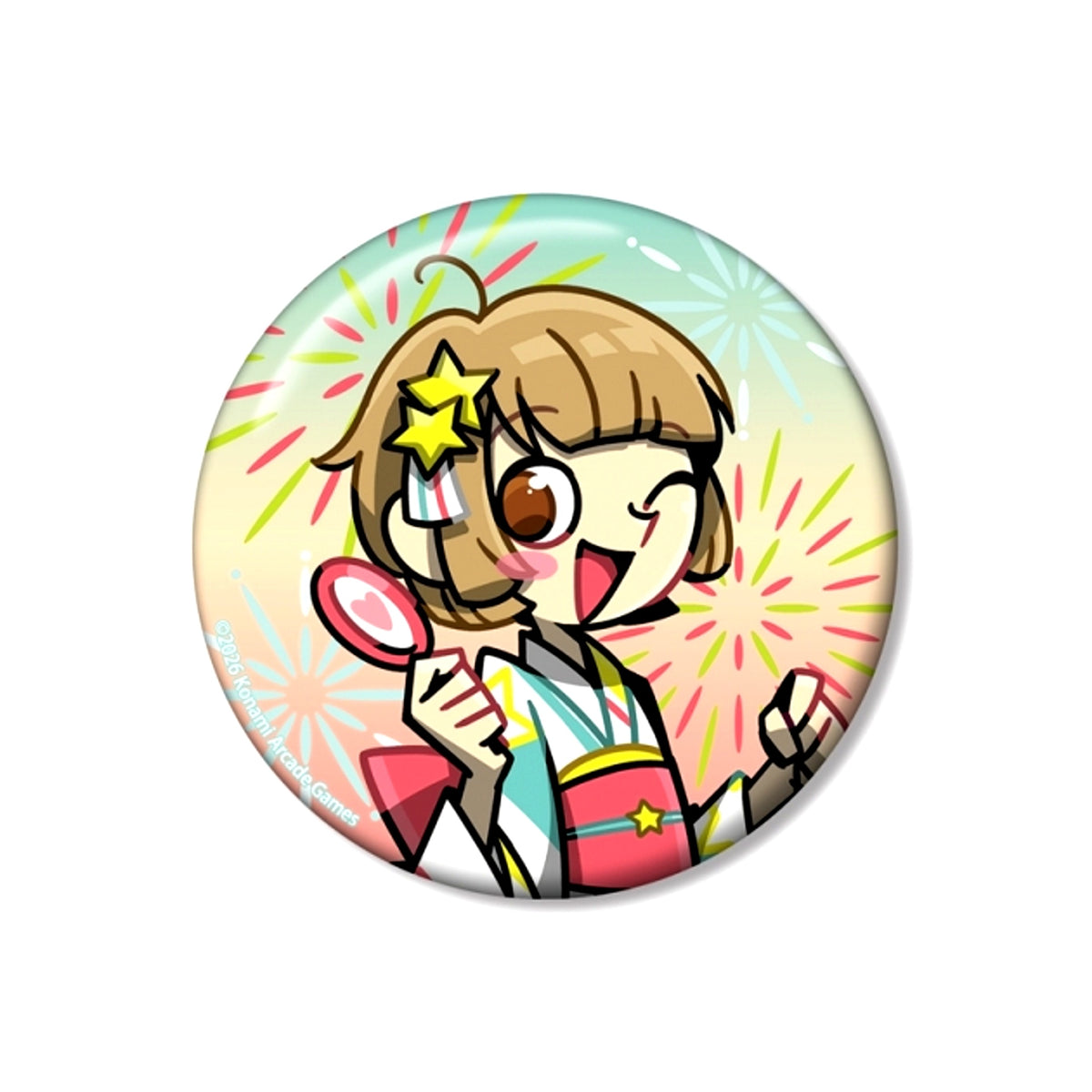 pop'n music High Cheers!! Newly Drawn Kaorin Summer Festival ver. 75mm Can Badge [NEW]