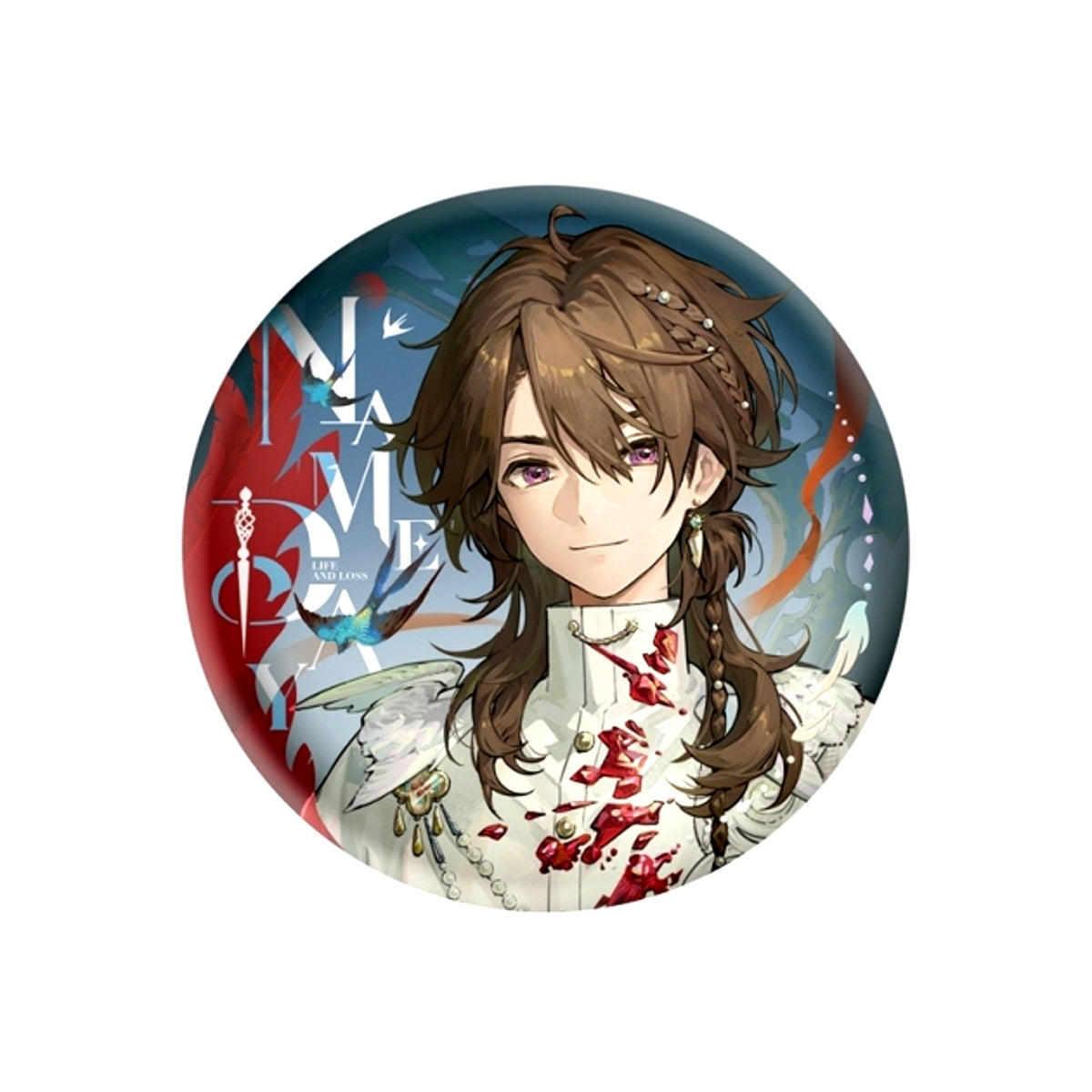 Reverse: 1999 *Life and Loss* Character Costume Can Badge - Name Day [NEW]