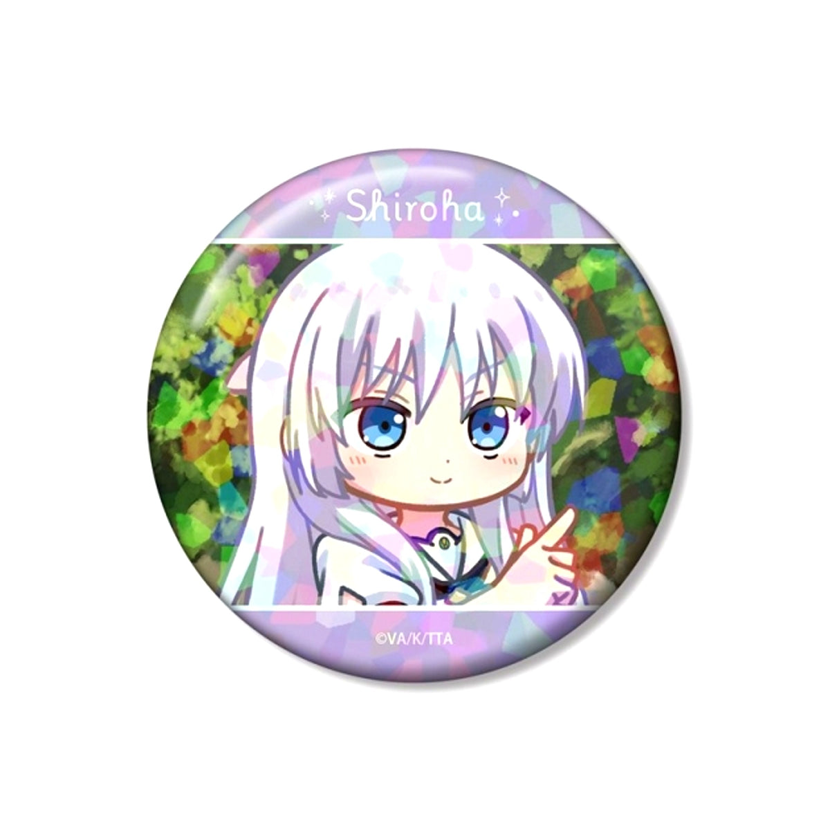 TV Anime Summer Pockets Naruse Shiroha Yurukoma 75mm Hologram Button ver.A Goods - Badge [NEW]