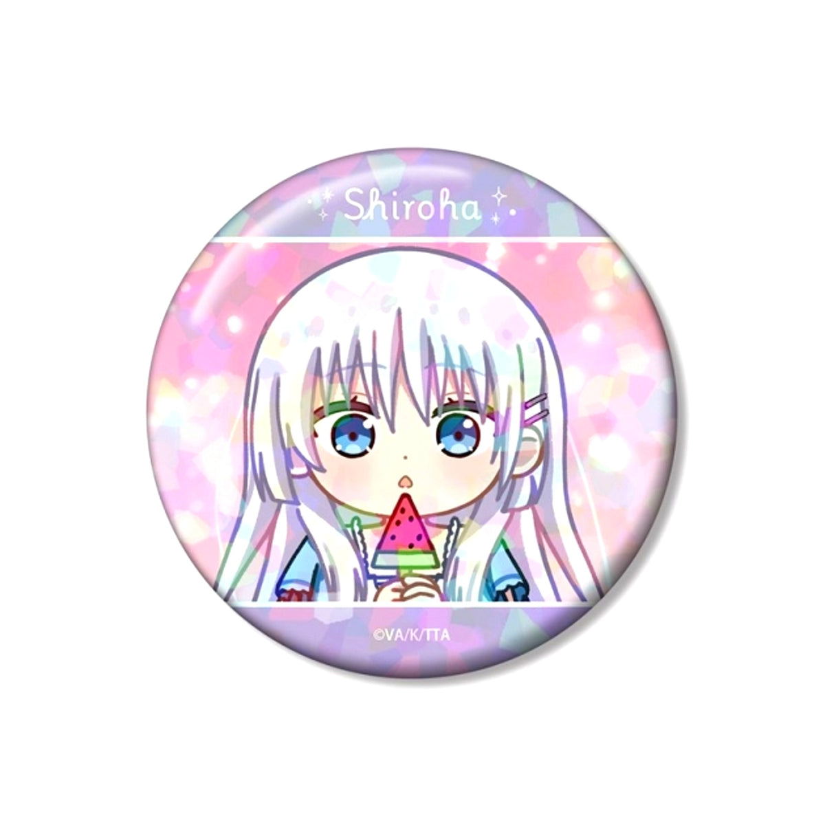 TV Anime Summer Pockets Naruse Shiroha Yurukoma 75mm Hologram Button ver.B Goods - Badge [NEW]