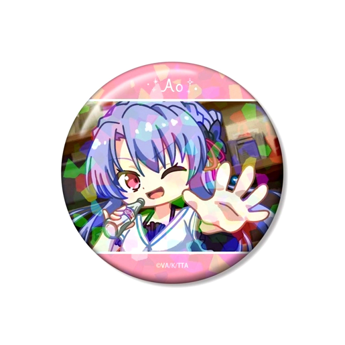 TV Anime Summer Pockets Ao Sorakado Yurukoma 75mm Hologram Button ver.A Goods - Badge [NEW]