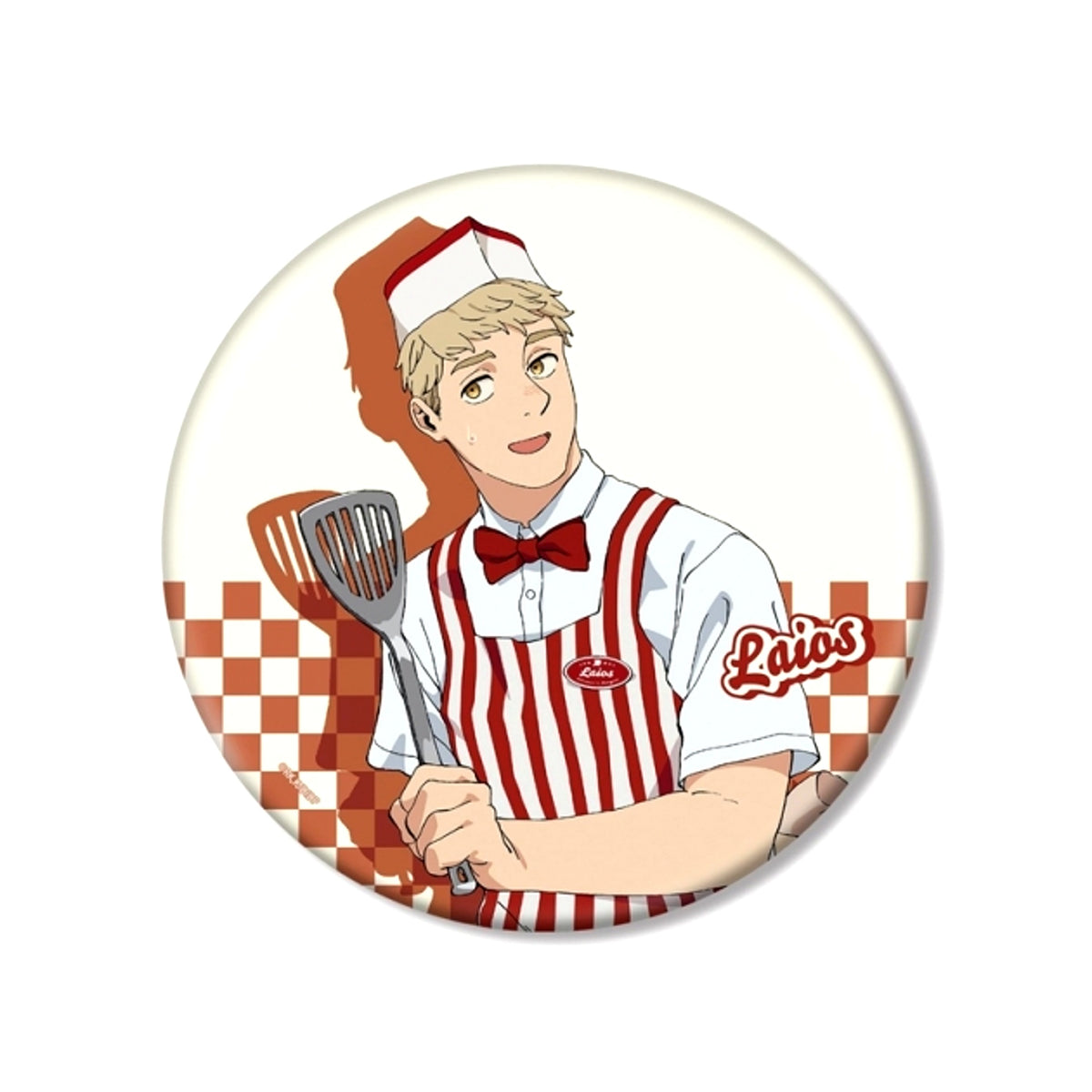 TV Anime Delicious in Dungeon Newly Drawn Laios American Diner ver. BIG Can Badge (Reissue) [NEW]