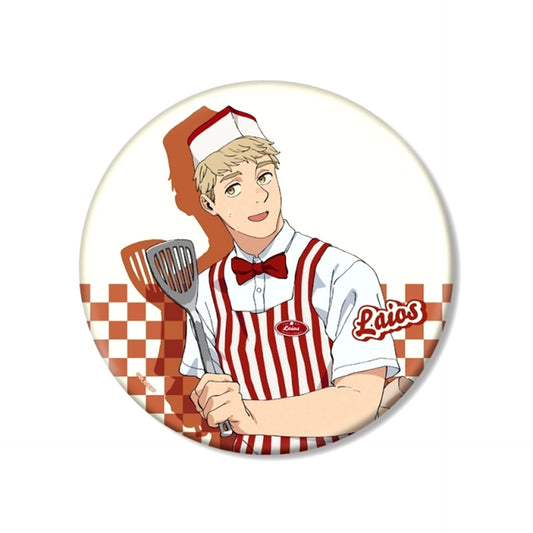TV Anime Delicious in Dungeon Newly Drawn Laios American Diner ver. BIG Can Badge (Reissue) [NEW]
