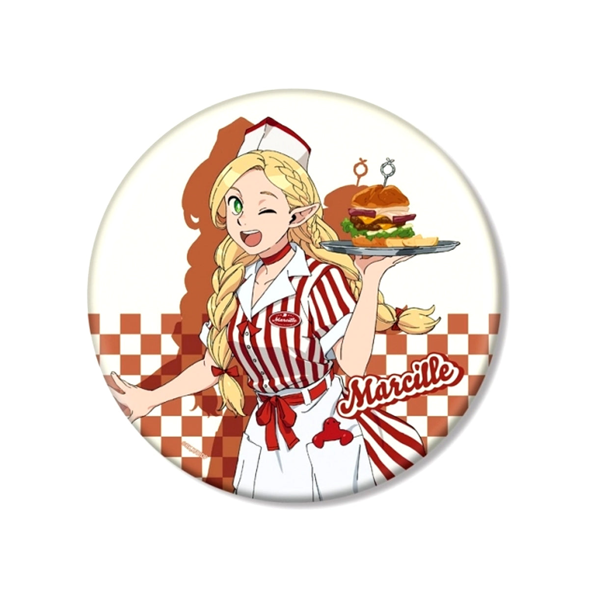 TV Anime Delicious in Dungeon Newly Drawn Marcille American Diner ver. BIG Can Badge (Reissue) [NEW]