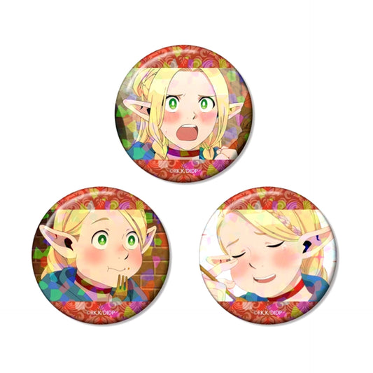 TV Anime Delicious in Dungeon Marcille Scene Photo Hologram Can Badge Set of 3 (Reissue) [NEW]