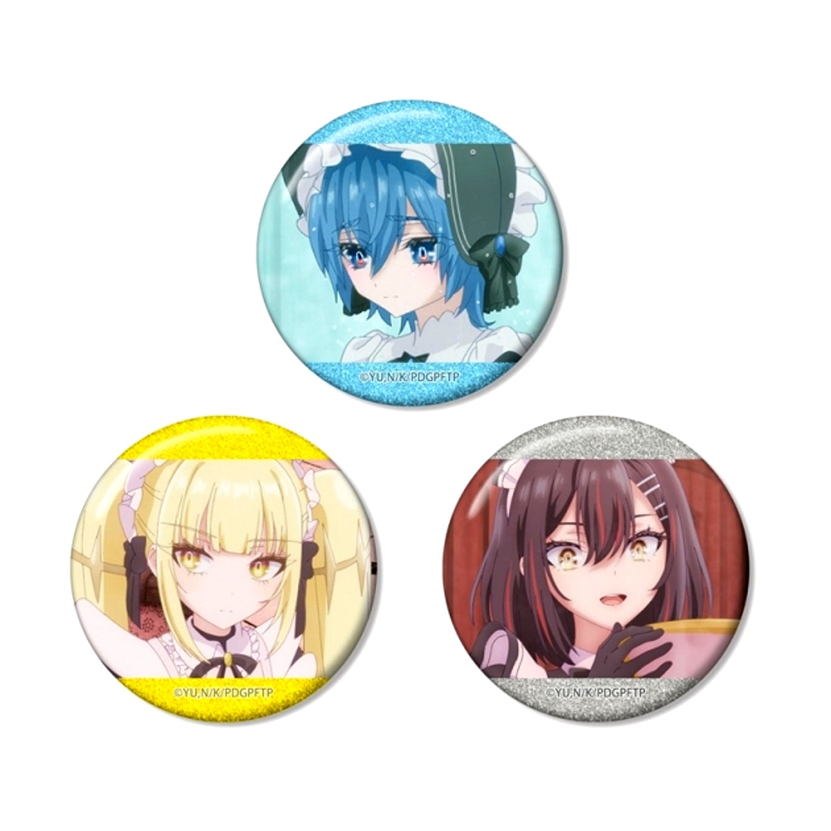 TV Anime Playing Death Games to Put Food on the Table Aoi & Kinko & Kokuto Scene Photo Glitter Can Badge Set of 3 [NEW]