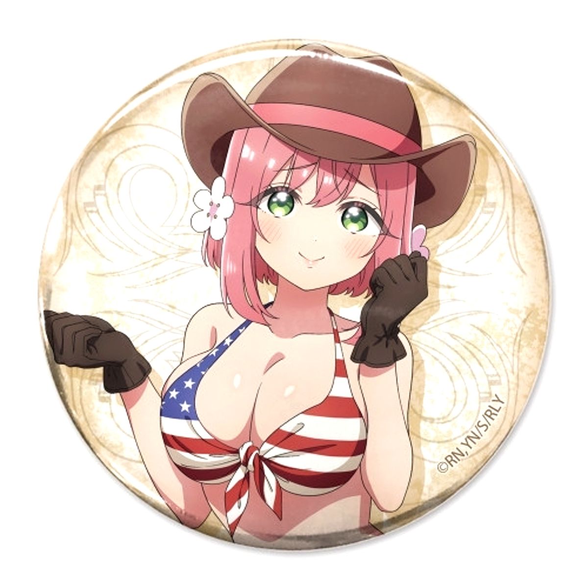 The 100 Girlfriends Who Really, Really, Really, Really, Really Love You Newly Drawn Hakari Hanazono 65mm Button Cowgirl Ver. Goods - Badge [NEW]