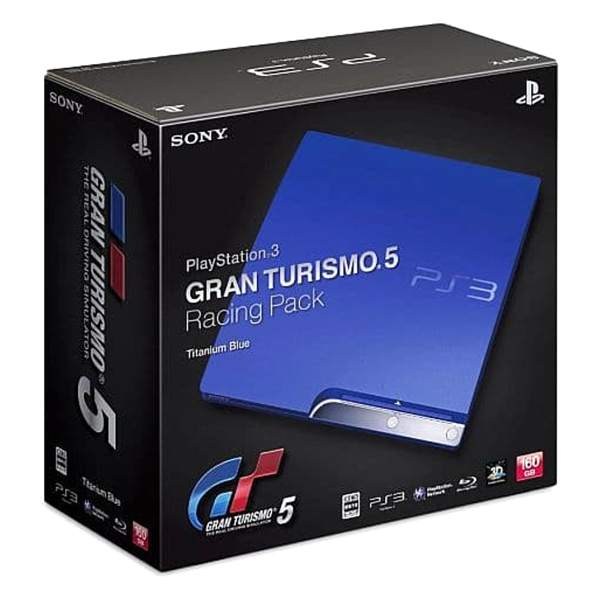 Sony PlayStation 3 Titanium Blue 160GB Gran Turismo 5 RACING PACK CEJH-10007 Console with Box and Charger NTSC-J PlayStation 3 Series Console [USED]