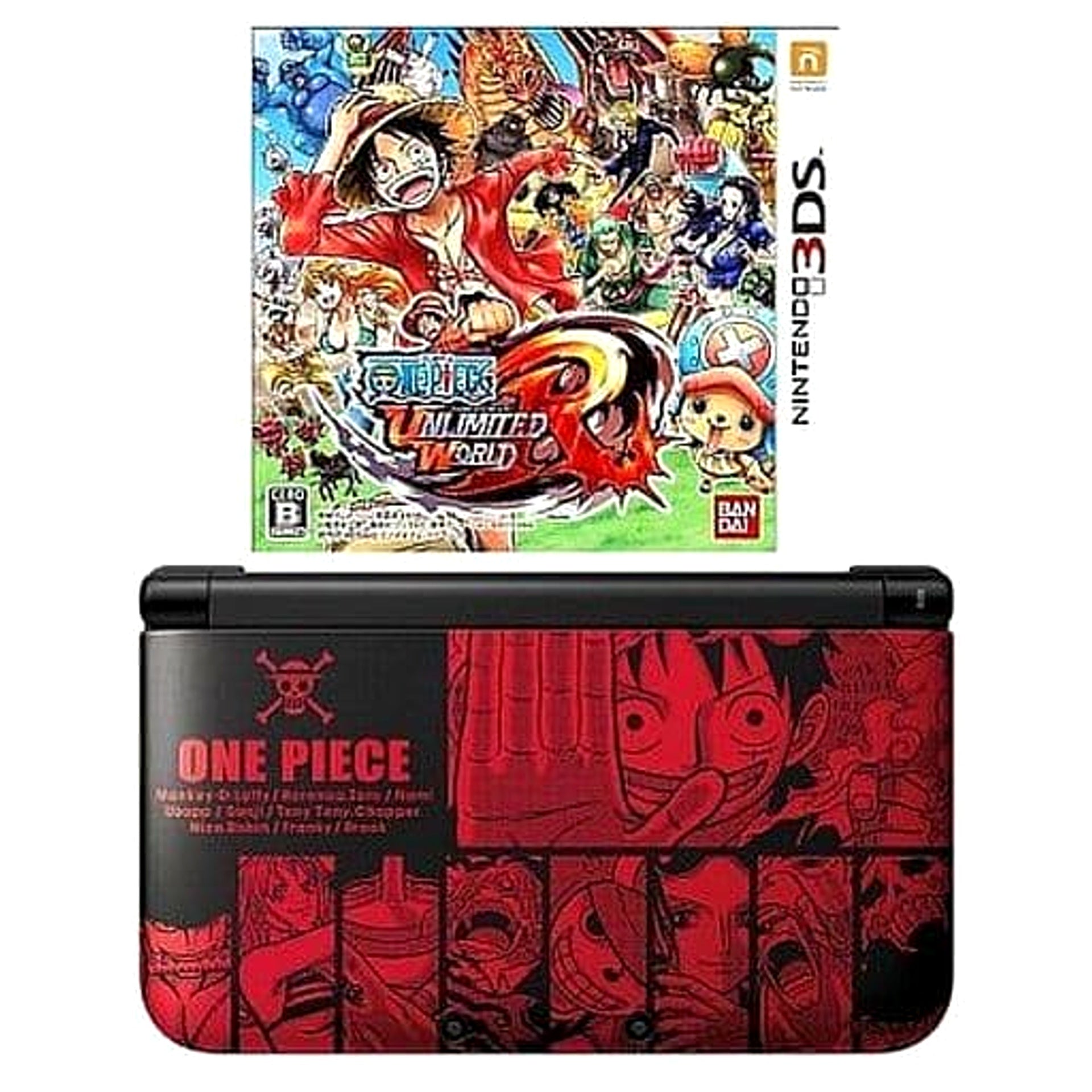 Nintendo 3DS LL Luffy Red ONE PIECE Unlimited World R Adventure Pack Console with Box NTSC-J Nintendo 3DS Series Console [USED]