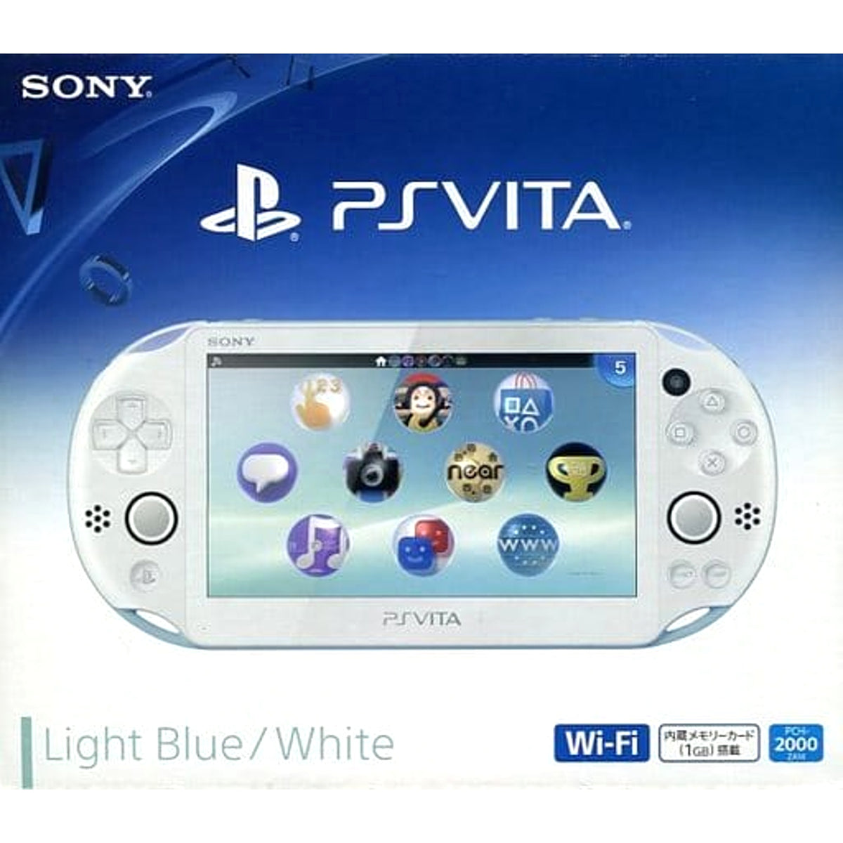 Sony Playstation Vita Light Blue White Wi-Fi Model PCH-2000ZA14 Console with Box and Charger NTSC-J PlayStation Vita Series Console [USED]
