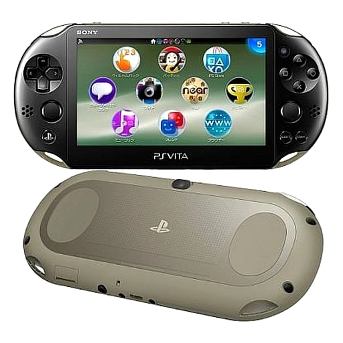 Sony Playstation Vita Khaki Black Wi-Fi Model PCH-2000ZA16 Console with Box and Charger NTSC-J PlayStation Vita Series Console [USED]