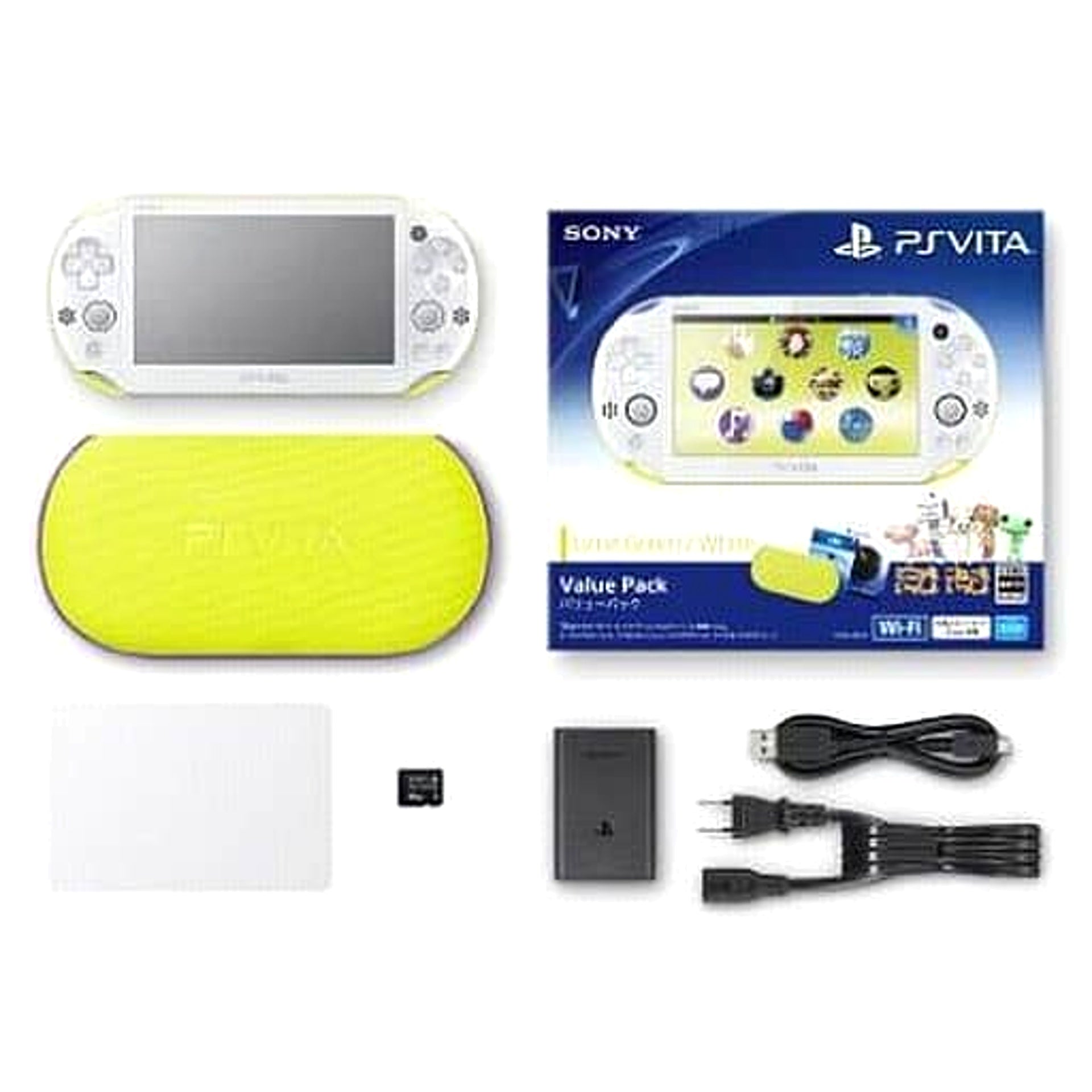 Sony Playstation Vita Lime Green White Value Pack Wi-Fi Model PCHJ-10014 Console with Box and Charger NTSC-J PlayStation Vita Series Console [USED]