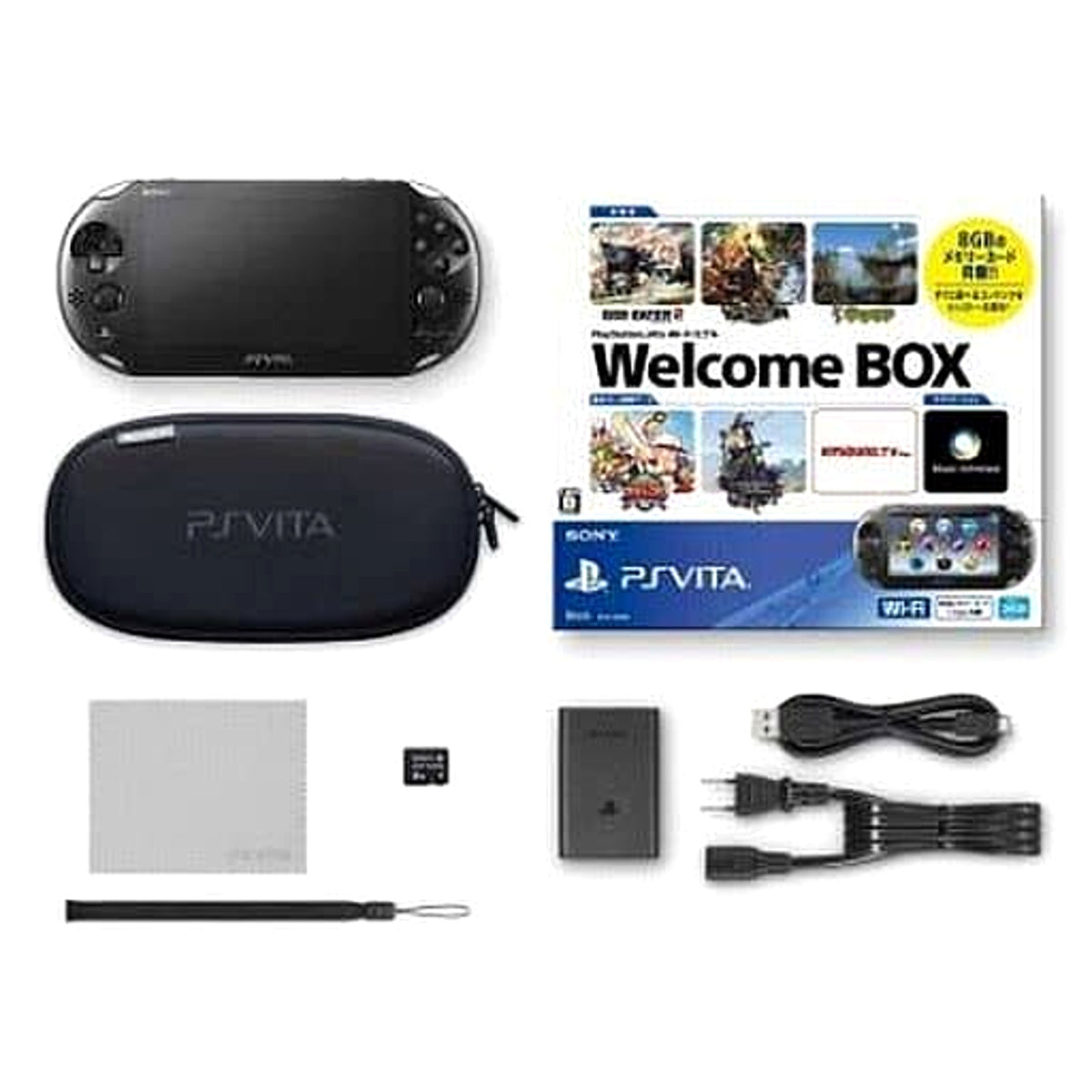 Sony Playstation Vita Black Welcome BOX Wi-Fi Model PCHJ-10016 Console with Box and Charger NTSC-J PlayStation Vita Series Console [USED]