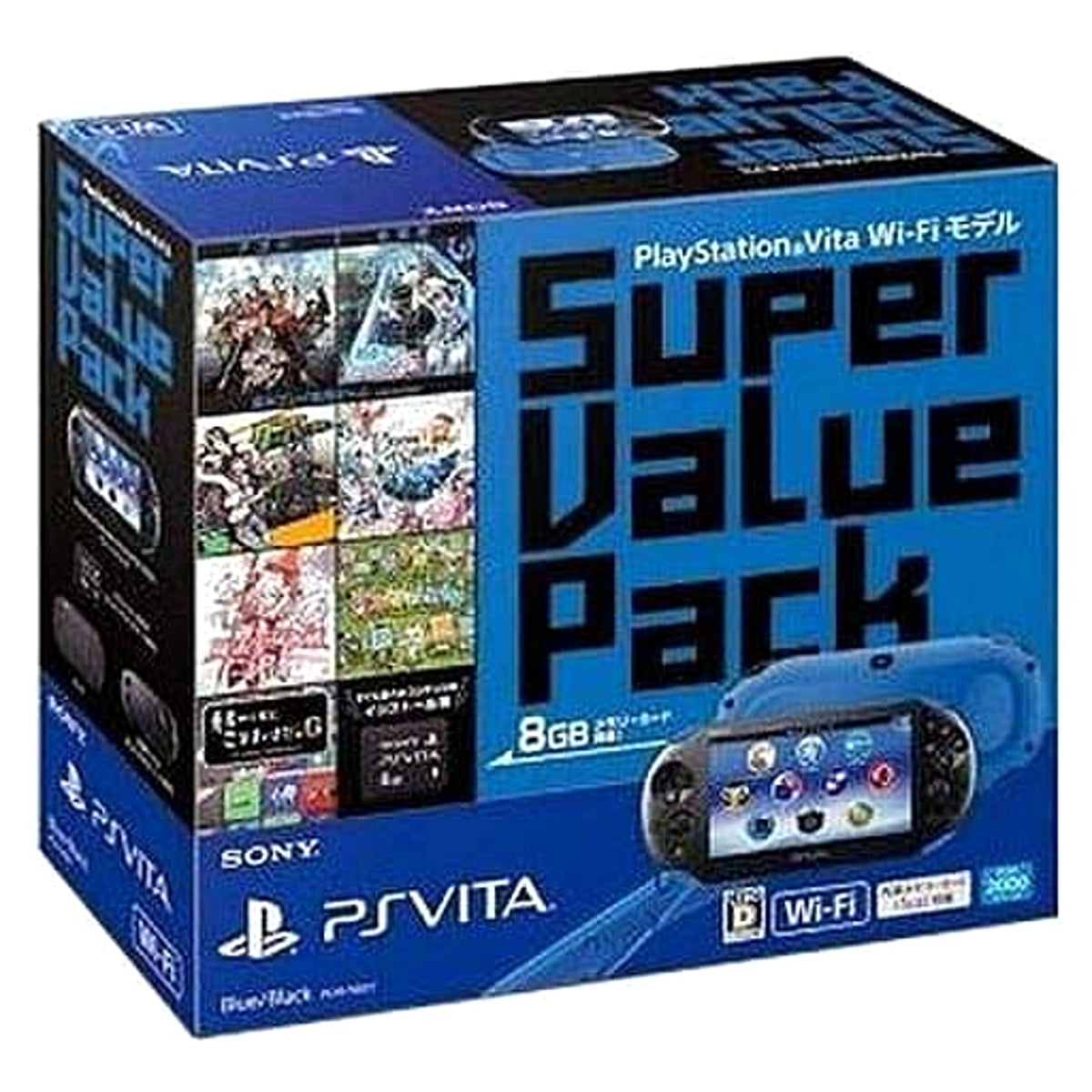 Sony Playstation Vita Blue Black Super Value Pack Wi-Fi Model PCHJ-10017 Console with Box and Charger NTSC-J PlayStation Vita Series Console [USED]