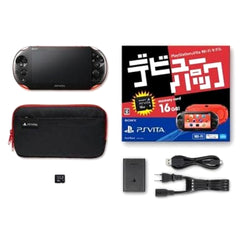 Sony Playstation Vita Red Black Debut Pack Wi-Fi Model PCHJ-10024 Console with Box and Charger NTSC-J PlayStation Vita Series Console [USED]