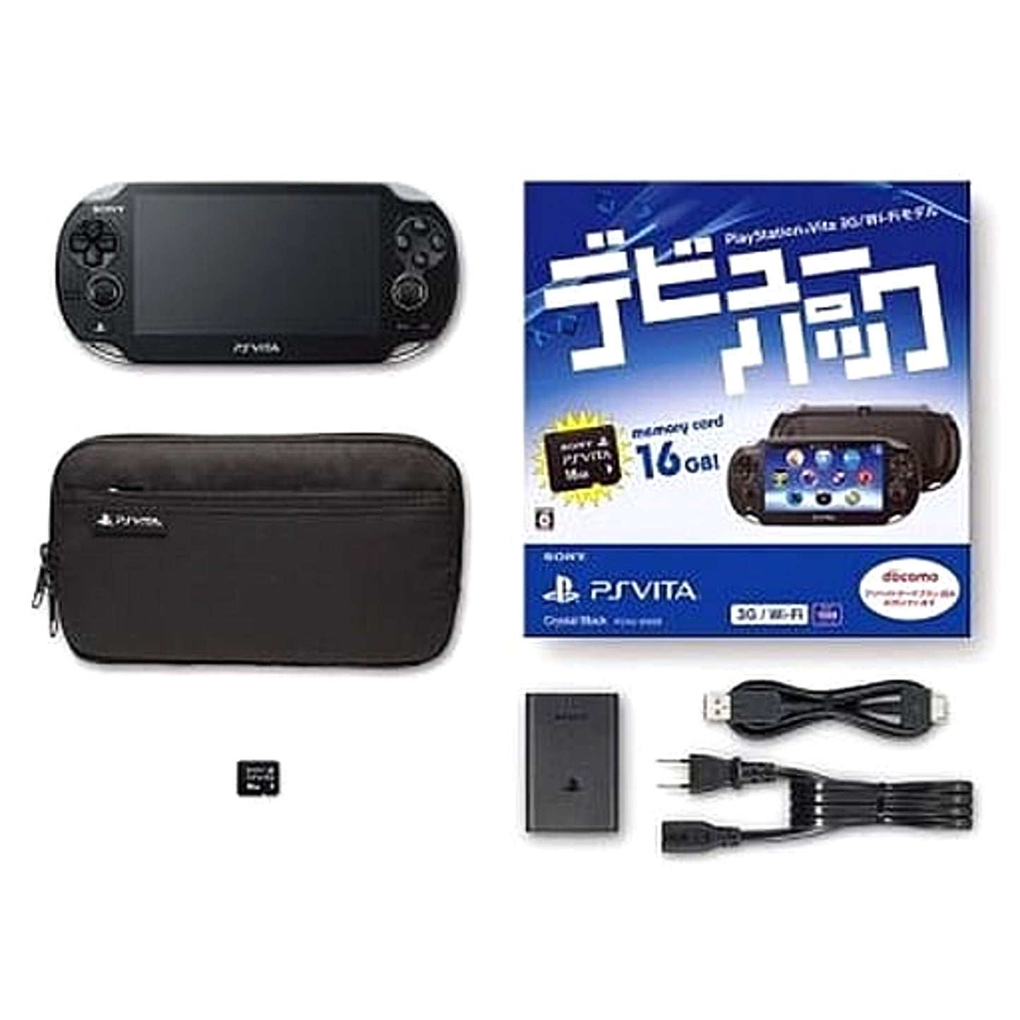 Sony Playstation Vita Crystal Black Debut Pack 3G/Wi-Fi Model PCHJ-10026 Console with Box and Charger NTSC-J PlayStation Vita Series Console [USED]