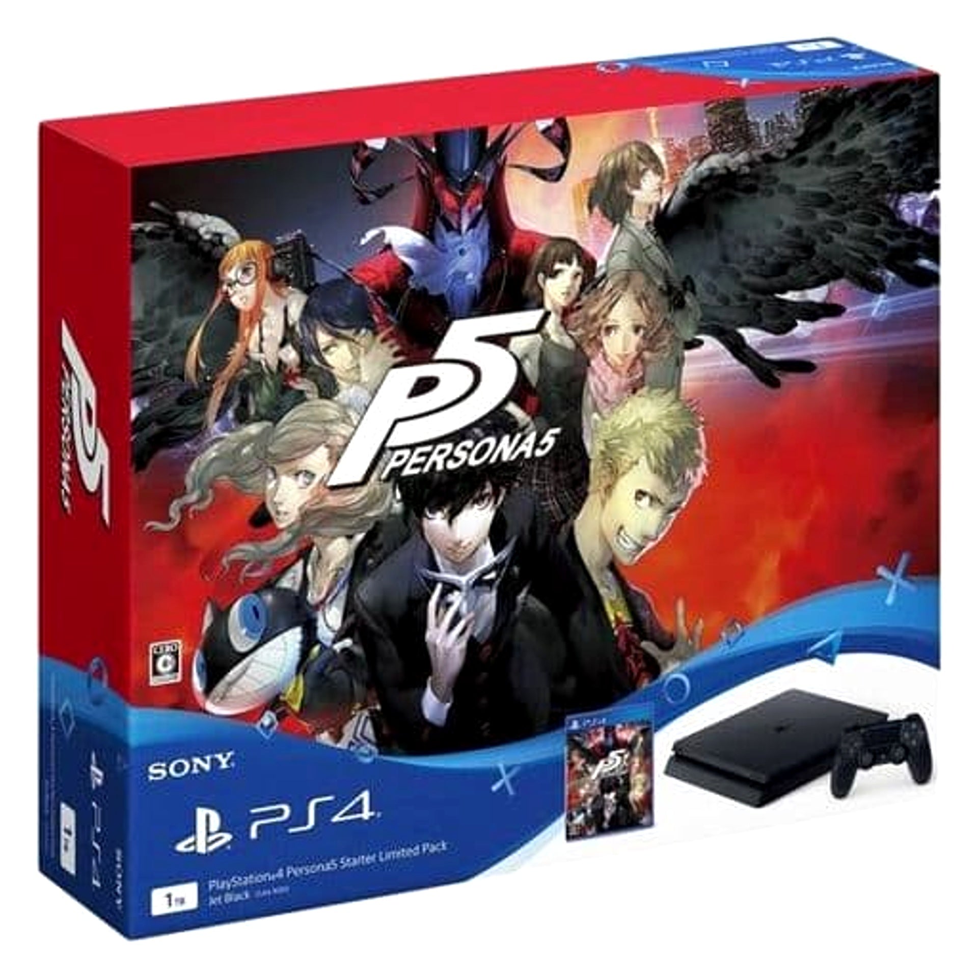 Sony PlayStation 4 Jet Black 1TB Persona 5 Starter Limited Pack CUHJ-10012 Console with Box and Charger NTSC-J PlayStation 4 Series Console [USED]