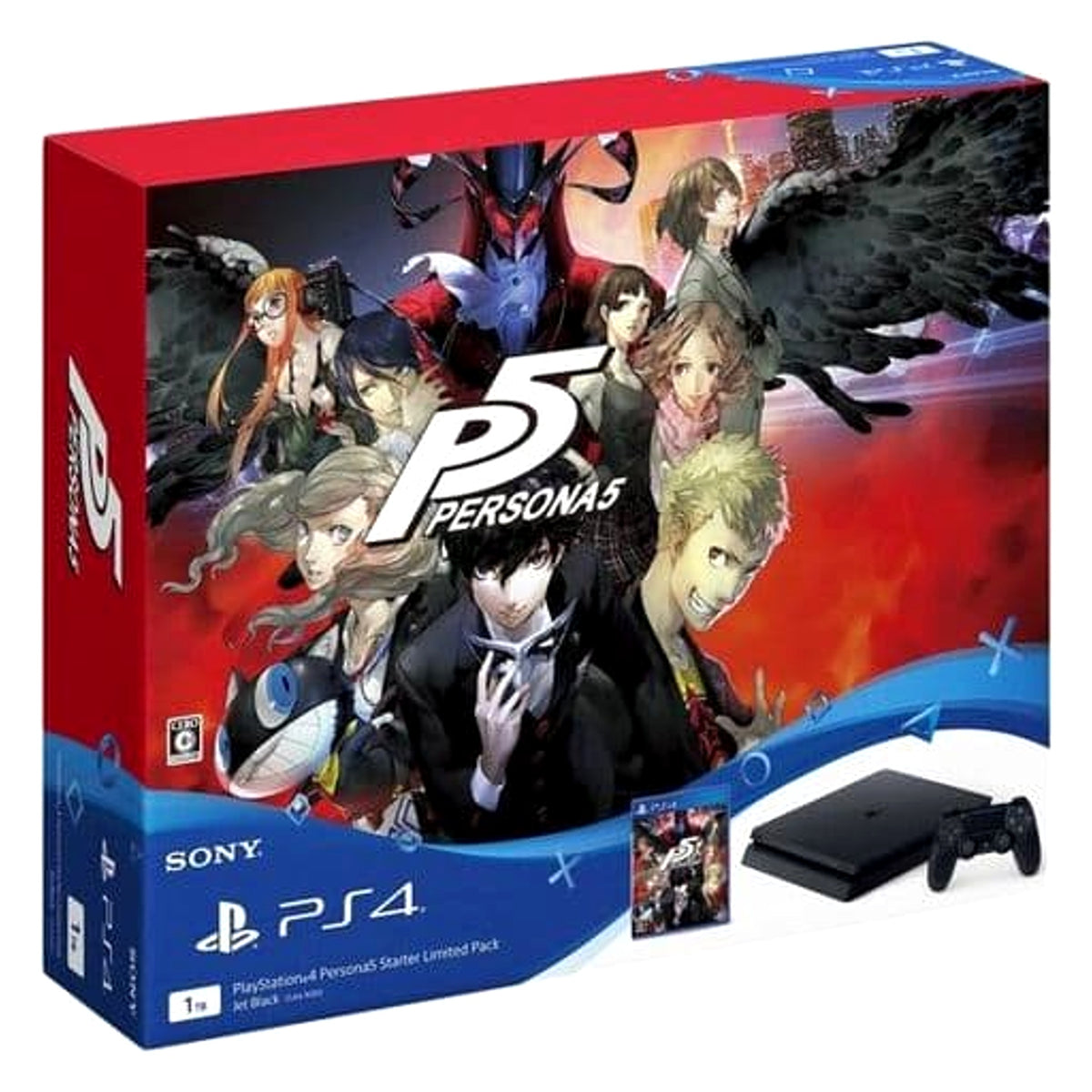 Sony PlayStation 4 Jet Black 1TB Persona 5 Starter Limited Pack CUHJ-10012 Console with Box and Charger NTSC-J PlayStation 4 Series Console [USED]