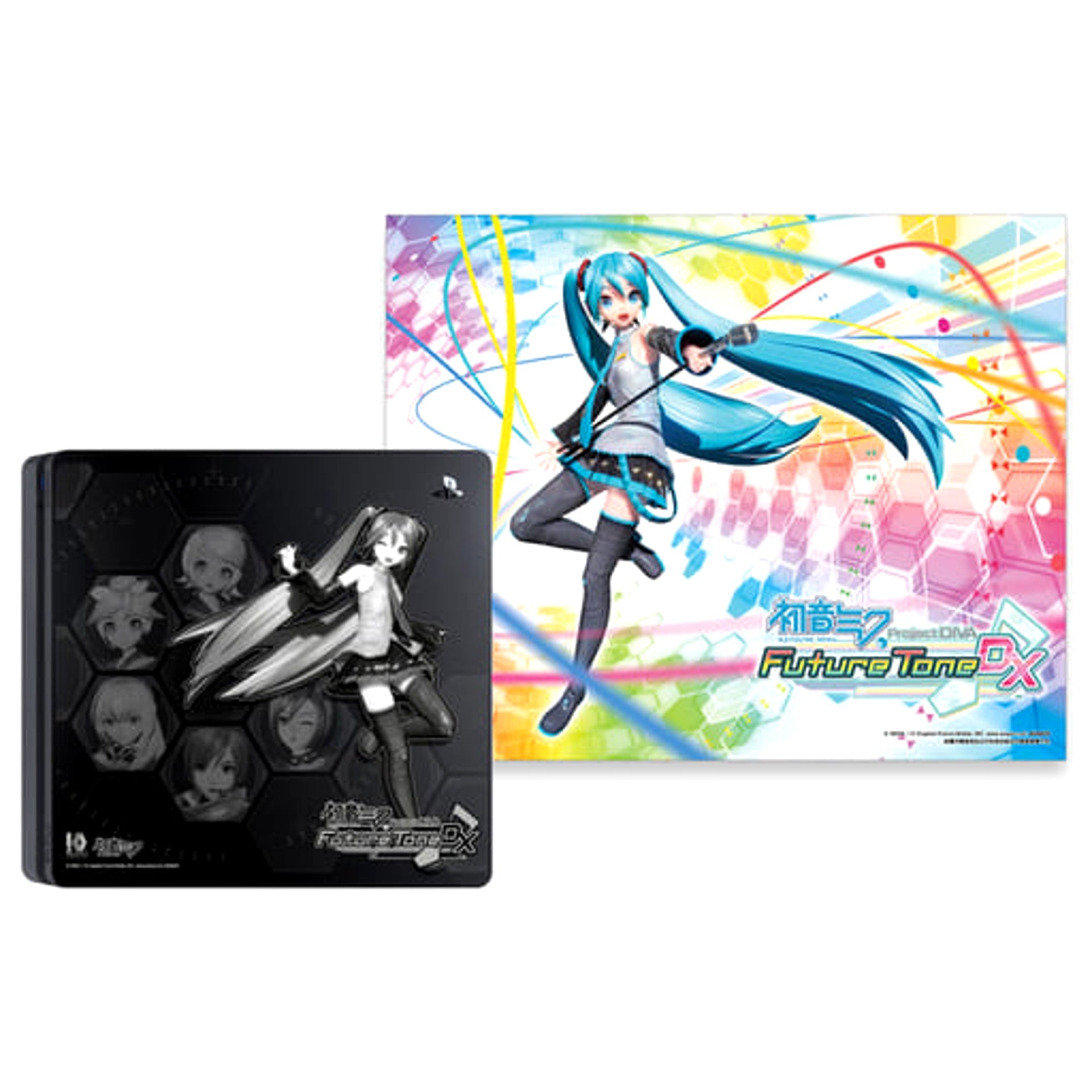 Sony PlayStation 4 Jet Black 1TB Hatsune Miku: Project DIVA Future Tone DX Special Pack CUH-2100BB01 Console with Box and Charger NTSC-J PlayStation 4 Series Console [USED]