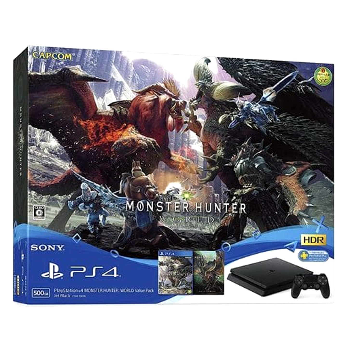 Sony PlayStation 4 Original Design 500GB Monster Hunter: World Value Pack CUHJ-10026 Console with Box and Charger NTSC-J PlayStation 4 Series Console [USED]