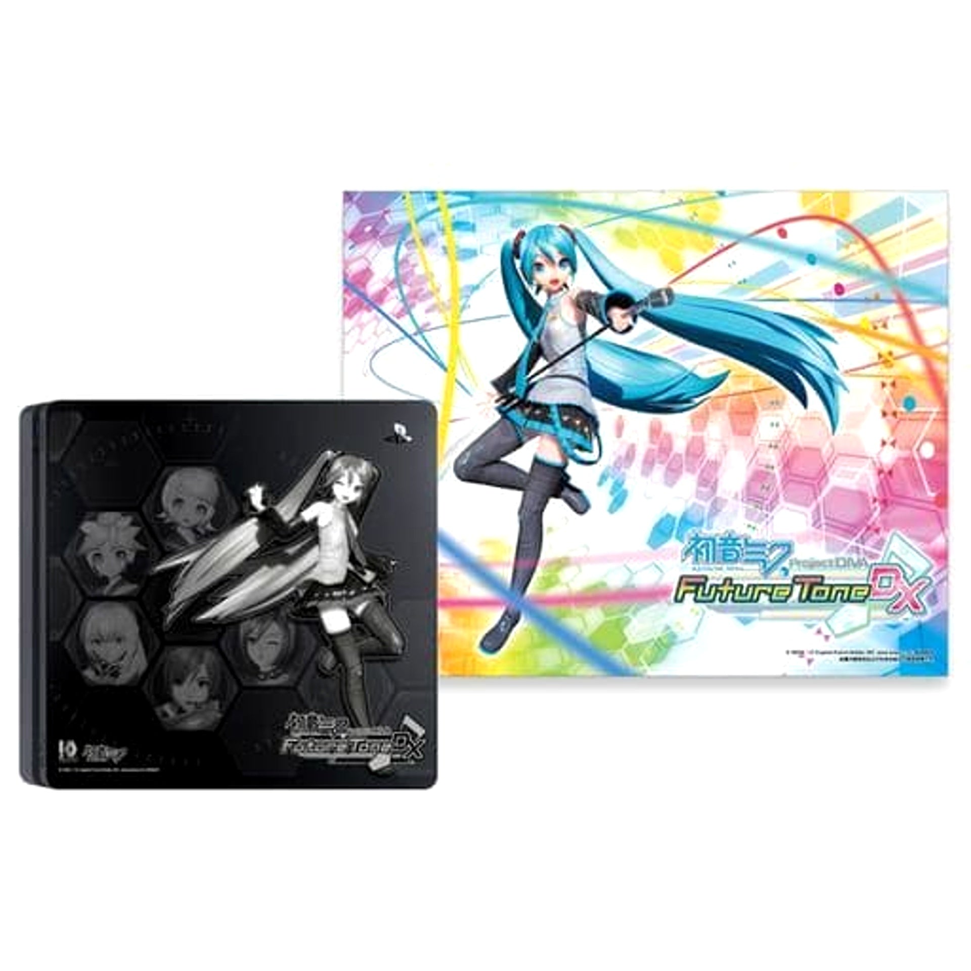 Sony PlayStation 4 Jet Black 500GB Hatsune Miku: Project DIVA Future Tone DX Special Pack CUH-2100AB01 Console with Box and Charger NTSC-J PlayStation 4 Series Console [USED]