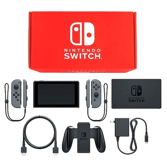 Nintendo Switch Joy-Con L&R: Gray Joy-Con Strap Gray Color Custom HAC-S-KABAA Console with Box and Charger NTSC-J Nintendo Switch Console [USED]