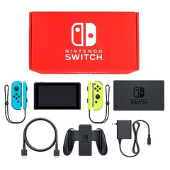 Nintendo Switch Joy-Con L: Neon Blue / R: Neon Yellow Joy-Con Strap Neon Blue and Neon Yellow Color Custom HAC-S-KABAA Console with Box and Charger NTSC-J Nintendo Switch Console [USED]