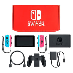 Nintendo Switch Joy-Con L: Neon Blue / R: Neon Pink Joy-Con Strap Neon Pink and Neon Blue Color Custom HAC-S-KABAA Console with Box and Charger NTSC-J Nintendo Switch Console [USED]