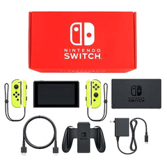 Nintendo Switch August 2019 Revision Joy-Con L&R: Neon Yellow Joy-Con Strap Neon Yellow Color Custom HAD-S-KAYAA Console with Box and Charger NTSC-J Nintendo Switch Console [USED]
