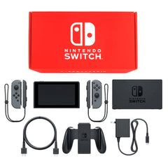 Nintendo Switch August 2019 Revision Joy-Con L&R: Gray Joy-Con Strap Black Color Custom HAD-S-KAYAA Console with Box and Charger NTSC-J Nintendo Switch Console [USED]