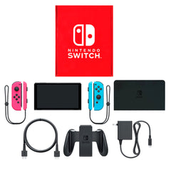 Nintendo Switch OLED Model Joy-Con L: Neon Blue / R: Neon Pink Joy-Con Strap Neon Blue and Neon Pink Color Custom HEG-S-KAYAA(JPN) Console with Box and Charger NTSC-J Nintendo Switch Console [USED]
