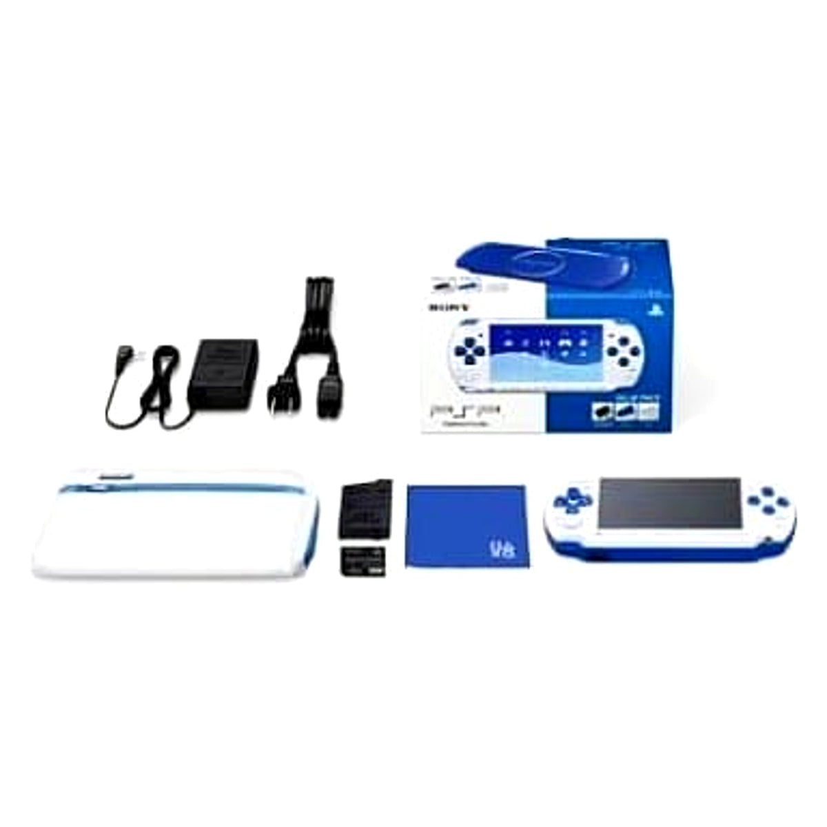 Sony PlayStation Portable White Blue Value Pack PSPJ-30018 Console with Box and Charger NTSC-J PlayStation Portable Series Console [USED]
