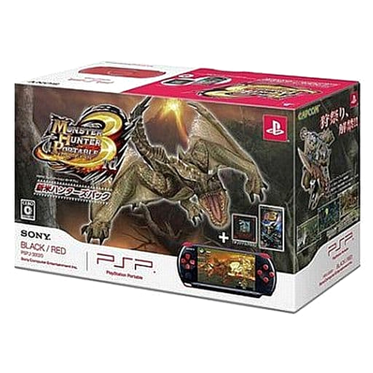 Sony PlayStation Portable Black and Red Rookie Hunter's Pack PSPJ-30020 Console with Box and Charger NTSC-J PlayStation Portable Series Console [USED]