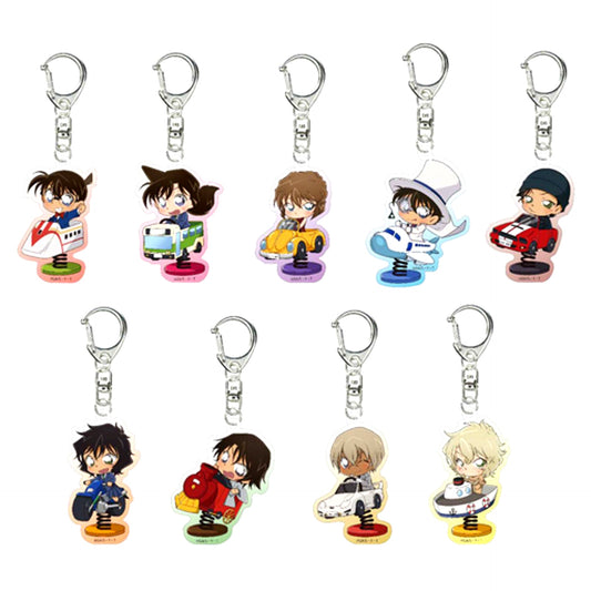 Set of 9 Detective Conan Vehicle Deformed Trading Acrylic Keychain [USED]