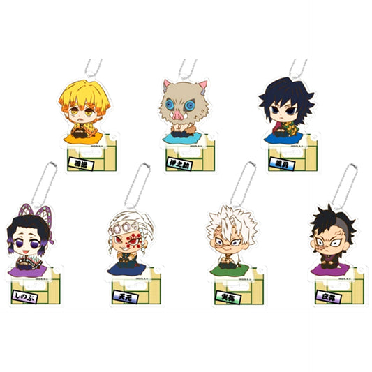 Set of 7 Demon Slayer Puchizabu Stand Mini Acrylic Keychain B [USED]