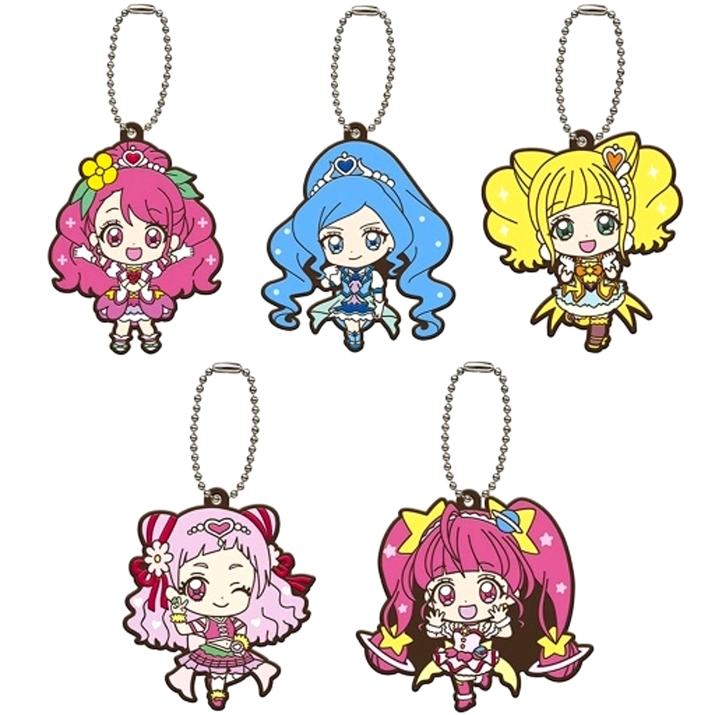 Set of 5 Precure Miracle Leap Movie: A Wonderful Day with Everyone Capsule Rubber Mascot [USED]