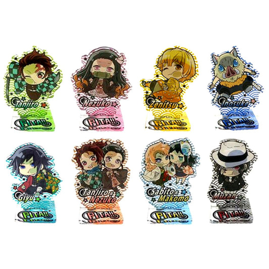 Set of 8 Demon Slayer: Kimetsu no Yaiba Pita! Deformed Acrylic Stand [USED]