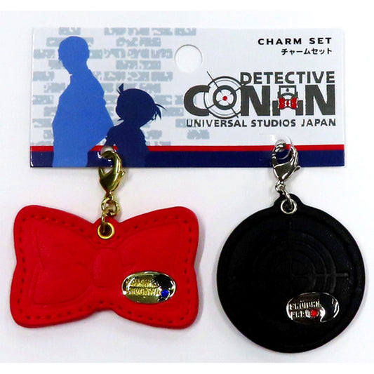 Set of 2 Conan Edogawa Shuichi Akai Detective Conan Leather Charm Universal Studios Japan Limited [USED]