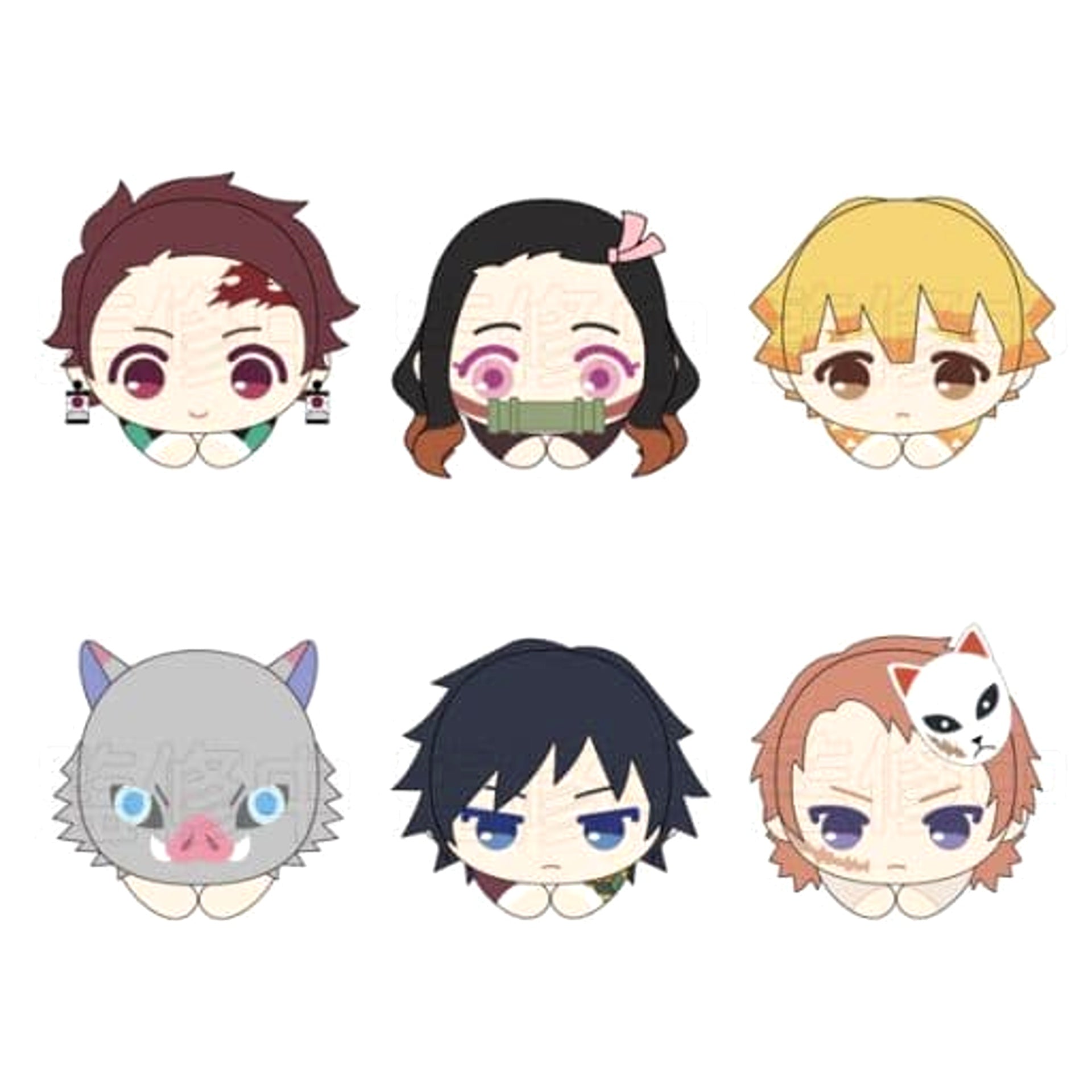 Demon Slayer: Kimetsu no Yaiba Tanjiro Kamado & Others Hagu Chara Collection All 6 Types Set Keychains [USED]