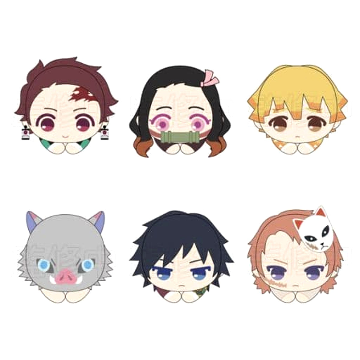 Demon Slayer: Kimetsu no Yaiba Tanjiro Kamado & Others Hagu Chara Collection All 6 Types Set Keychains [USED]