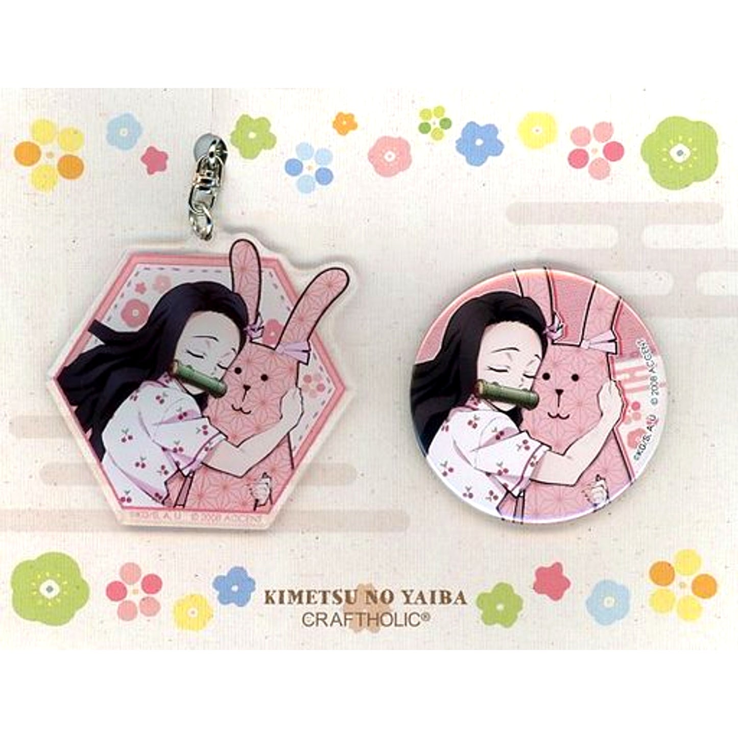 Nezuko Kamado Demon Slayer Kimetsu no Yaiba x CRAFTHOLIC Button & Acrylic Charm Set [USED]