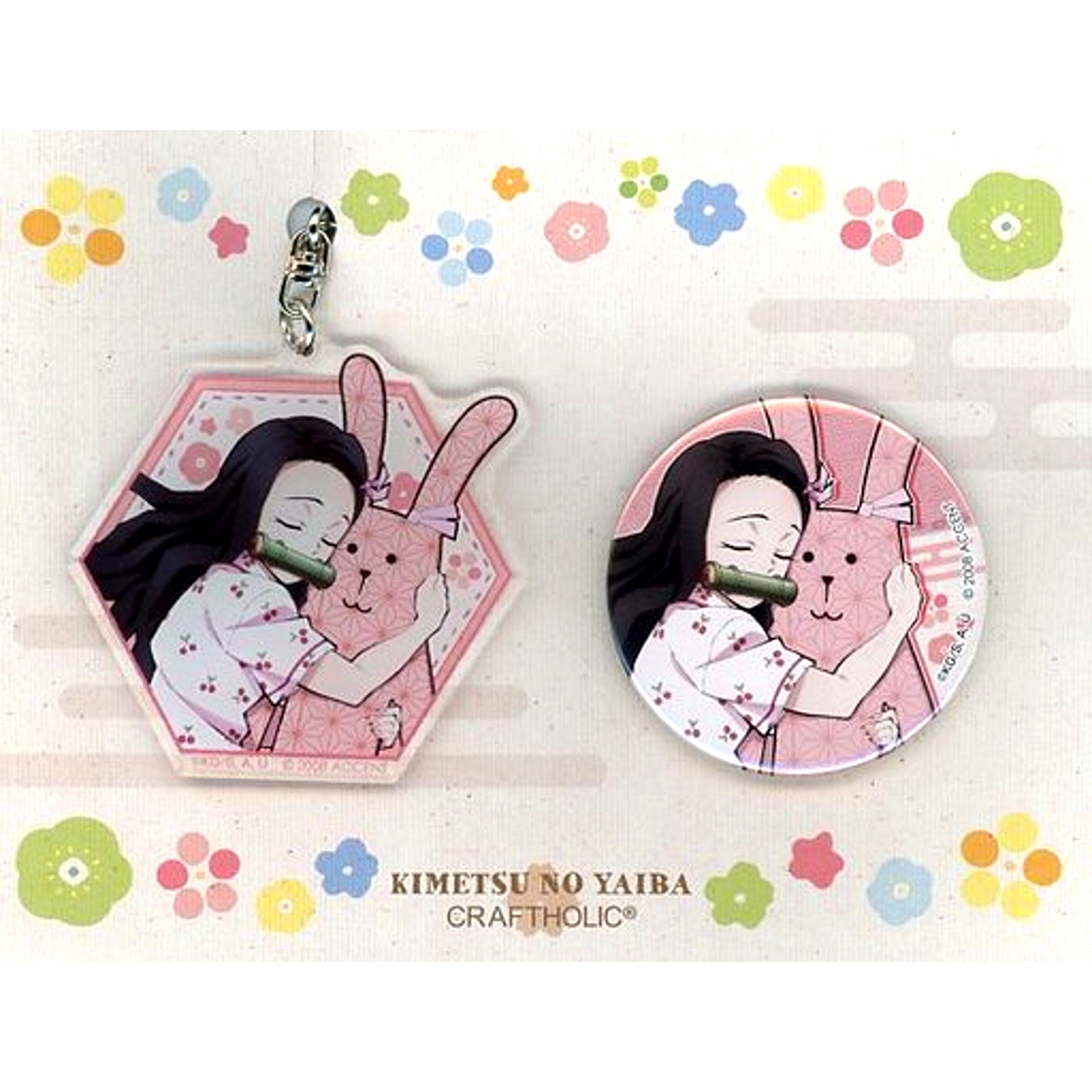 Nezuko Kamado Demon Slayer Kimetsu no Yaiba x CRAFTHOLIC Button & Acrylic Charm Set [USED]
