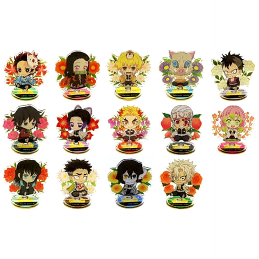 Tanjiro Kamado & Others Demon Slayer: Kimetsu no Yaiba All 14 Types Set Petanko Random Acrylic Stand Miyaka LAWSON Limited [USED]