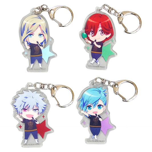 Uta no Prince Sama Movie: Maji Love Kingdom Quartet Night Newly Drawn Uses Mini Character Illustrations Acrylic Keychain animate Limited Blu-ray/DVD Bundled Bonus Set of 4 Keychains [USED]