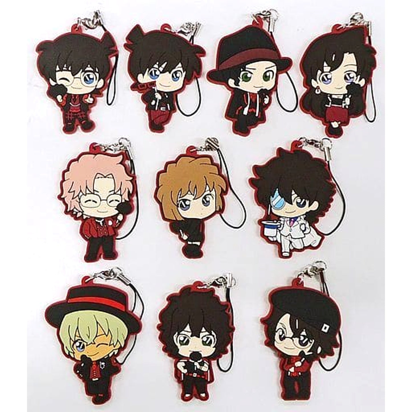 Detective Conan Shuichi Akai & Others All 10 Types Set Sega Lucky Kuji SCARLET Evening Collection Rubber Charm Prize K [USED]