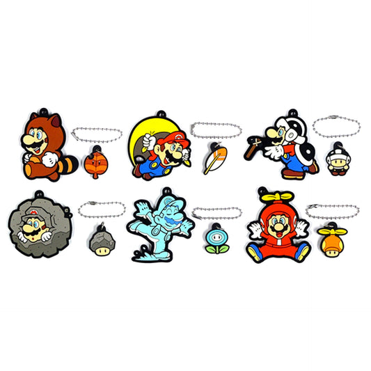 Set of 6 Super Mario Power-Up Rubber Keychain Collection Vol.2 Nintendo TOKYO Ltd [USED]