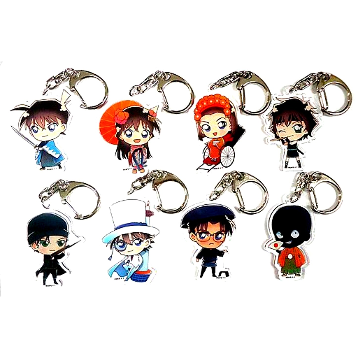 Set of 8 Detective Conan Blind Acrylic Keychain Fugetsu Crimson School Trip Special Shop in Kyoto Tower [USED]