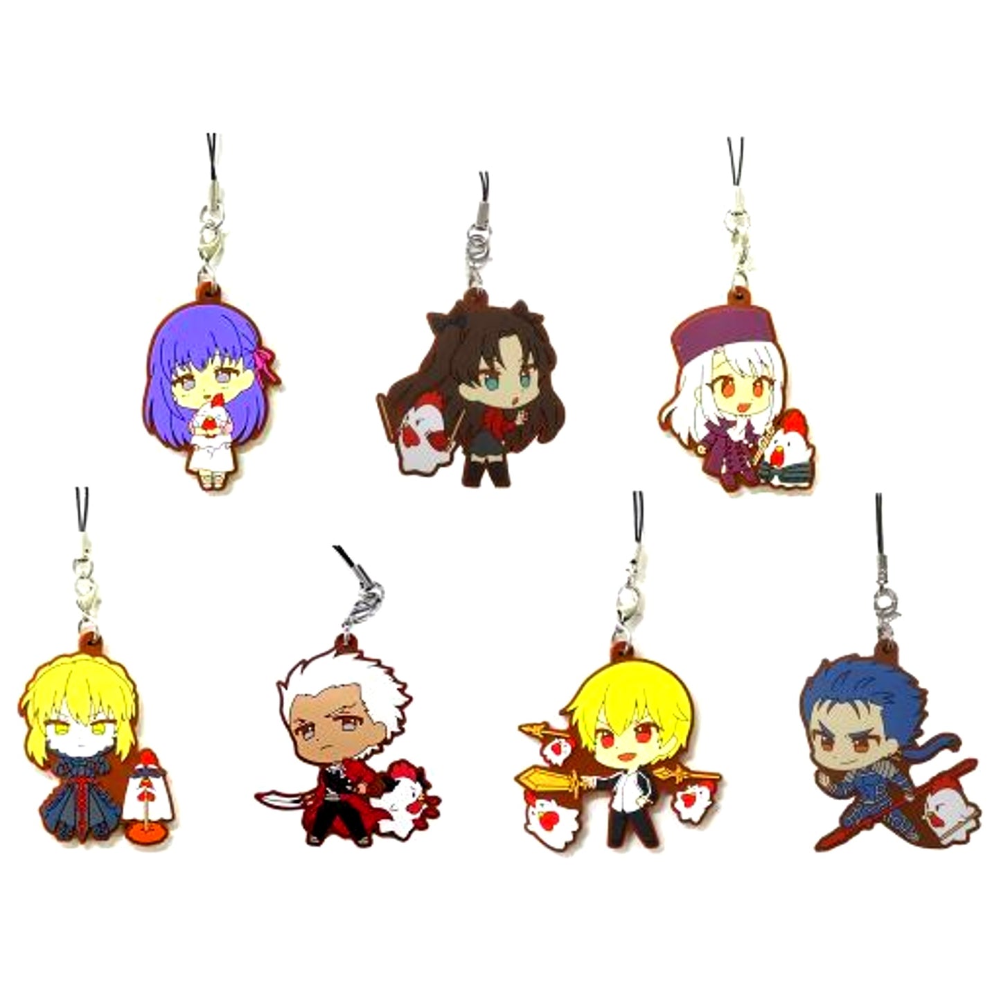Set of 7 Fate/stay night Heaven's Feel Movie Rubber Strap Lawson Loppi HMV Ltd [USED]