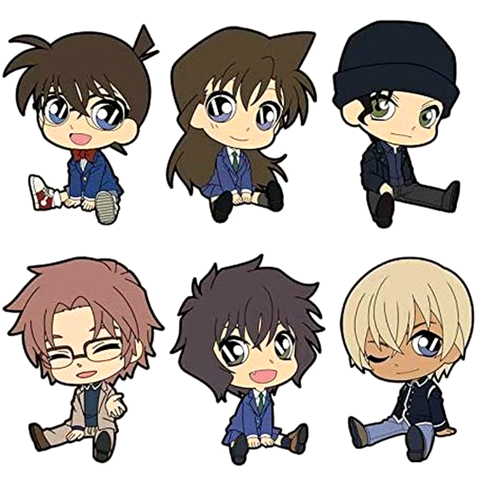 Set of 6 Detective Conan Petanko Trading Rubber Strap [USED]